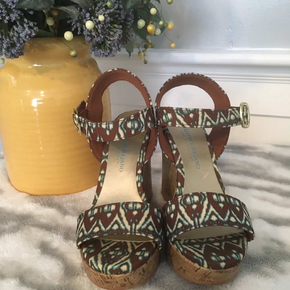 Christian Siriano Patterned Cork Wedge